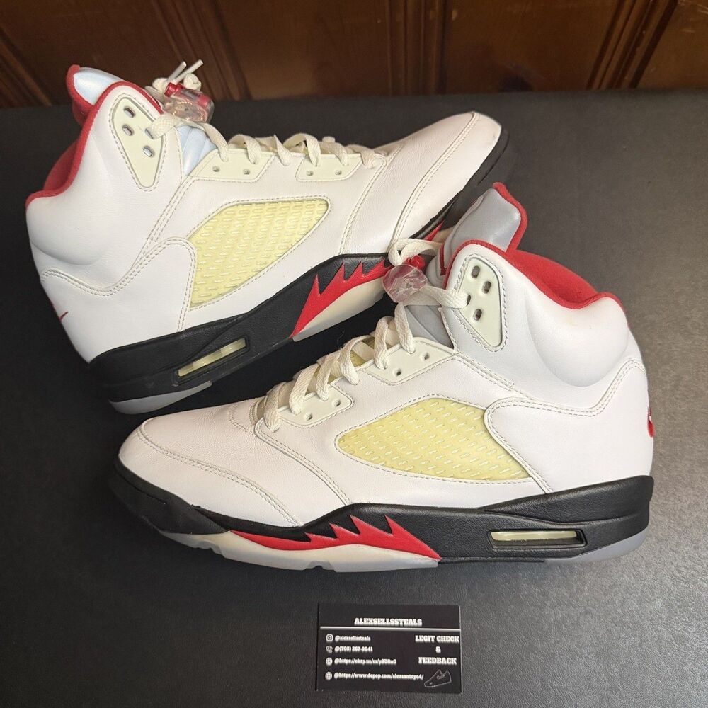 Air Jordan 5 Retro OG Fire Red Silver Tongue DA1911-102 Men’s Size 12 USED